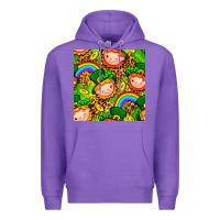 Purple St. Patrick's dwarf seamless pattern digital paper Premium Hoodie - BundleAndBundleShop