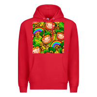 Red St. Patrick's dwarf seamless pattern digital paper Premium Hoodie - BundleAndBundleShop