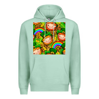 Seafoam St. Patrick's dwarf seamless pattern digital paper Premium Hoodie - BundleAndBundleShop
