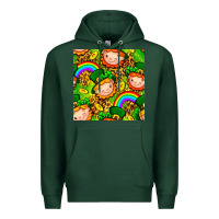 Sports Green St. Patrick's dwarf seamless pattern digital paper Premium Hoodie - BundleAndBundleShop