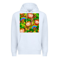White St. Patrick's dwarf seamless pattern digital paper Premium Hoodie - BundleAndBundleShop