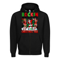 Black Rockin Around The Christmas Tree Zipper Hoodie - FaDigitalArtStudio