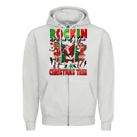 Dove Grey Rockin Around The Christmas Tree Zipper Hoodie - FaDigitalArtStudio