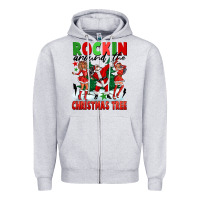 Heather Grey Rockin Around The Christmas Tree Zipper Hoodie - FaDigitalArtStudio