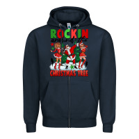 Navy Rockin Around The Christmas Tree Zipper Hoodie - FaDigitalArtStudio