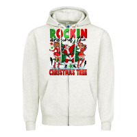 Oatmeal Heather Rockin Around The Christmas Tree Zipper Hoodie - FaDigitalArtStudio
