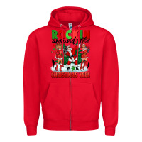Red Rockin Around The Christmas Tree Zipper Hoodie - FaDigitalArtStudio