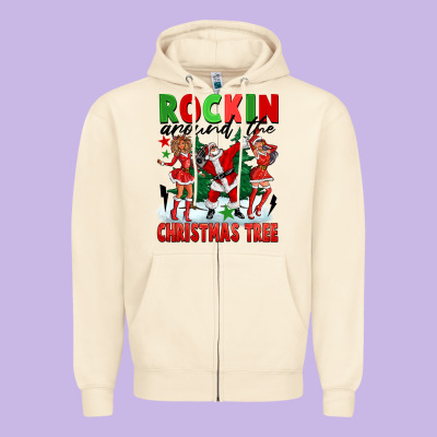 Rockin Around The Christmas Tree Zipper Hoodie Designed By Fadigitalartstudio