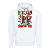 White Rockin Around The Christmas Tree Zipper Hoodie - FaDigitalArtStudio