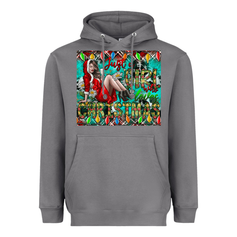 Just A Girl Who Loves Christmas Heavyweight Hoodie by CowhideDigitalArt | Teevron
