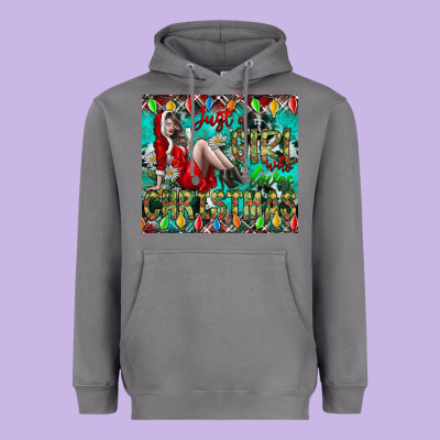 Just A Girl Who Loves Christmas Heavyweight Hoodie Designed By Cowhidedigitalart
