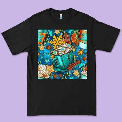 Winter Coffee Cups And Snow With Plaid Seamless Pattern Bbs Premium Tee Designed By Bundleandbundleshop