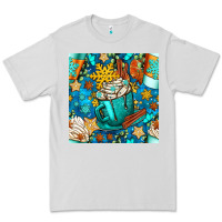 Dove Grey winter coffee cups and snow with plaid seamless pattern bbs Premium Tee - BundleAndBundleShop