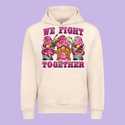 We Fight Together Breast Cancer Gnome Urban Hoodie Designed By Barkaloodesign