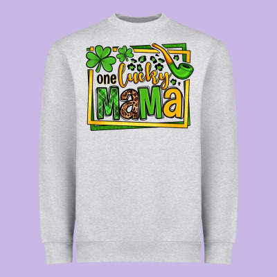 One Lucky Mama St. Patrick's Heavyweight Sweatshirt Designed By Oliviacreatesart