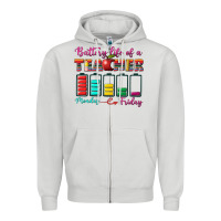 Dove Grey battery life of a teacher Zipper Hoodie - BundleAndBundleShop