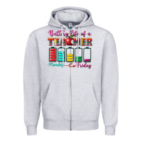 Heather Grey battery life of a teacher Zipper Hoodie - BundleAndBundleShop