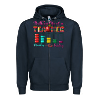 Navy battery life of a teacher Zipper Hoodie - BundleAndBundleShop