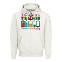 Oatmeal Heather battery life of a teacher Zipper Hoodie - BundleAndBundleShop