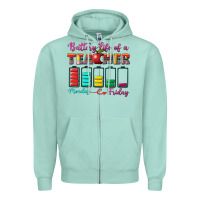 Seafoam battery life of a teacher Zipper Hoodie - BundleAndBundleShop