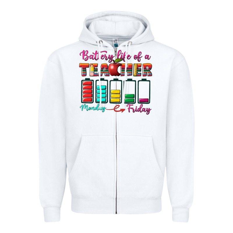 Battery Life Of A Teacher Zipper Hoodie by BundleAndBundleShop | Teevron
