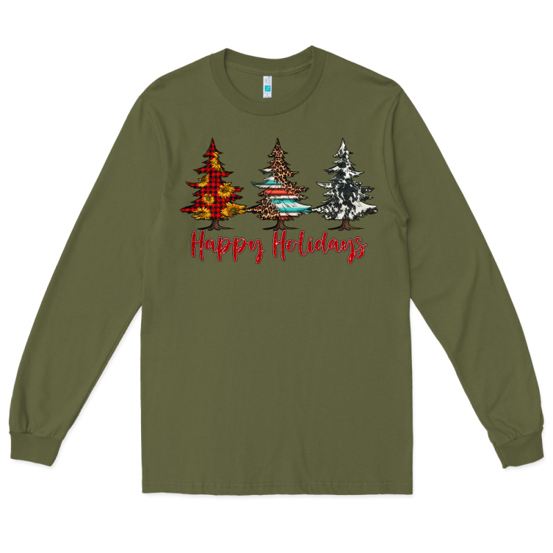 Happy Holidays Christmas Trees Long Sleeve Tee by Jasminsmagicworld | Teevron