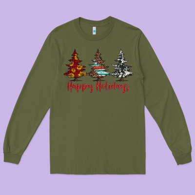 Happy Holidays Christmas Trees Long Sleeve Tee Designed By Jasminsmagicworld