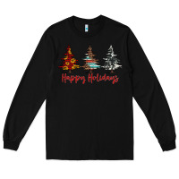 Black happy holidays christmas trees Long Sleeve Tee - Jasminsmagicworld