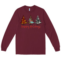 Burgundy happy holidays christmas trees Long Sleeve Tee - Jasminsmagicworld