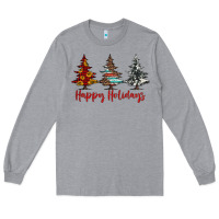 Heather Grey happy holidays christmas trees Long Sleeve Tee - Jasminsmagicworld