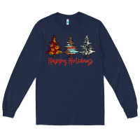 Navy happy holidays christmas trees Long Sleeve Tee - Jasminsmagicworld