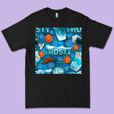 Winter Frosty Coffee Cups And Snow Seamless Pattern Bbs Premium Tee Designed By Bundleandbundleshop