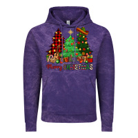 Cloud Purple merry christmas trees Vintage Hoodie - NancyCooperArtShop