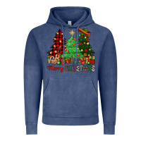 Vintage Denim merry christmas trees Vintage Hoodie - NancyCooperArtShop