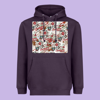 Hot Cocoa Christmas Cheer Pattern Heavyweight Hoodie Designed By Cowhidedigitalart