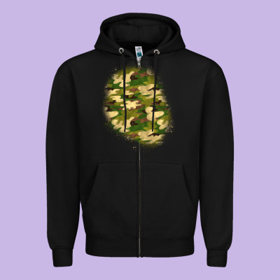 Camouflage Patch 3 Zipper Hoodie Designed By Bundleandbundleshop