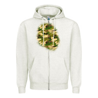 Oatmeal Heather camouflage patch 3 Zipper Hoodie - BundleAndBundleShop