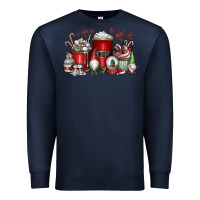 Navy Christmas Coffee Drink Premium Sweatshirt - CowhideDigitalArt