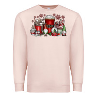 Pale Pink Christmas Coffee Drink Premium Sweatshirt - CowhideDigitalArt