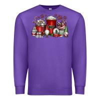 Purple Christmas Coffee Drink Premium Sweatshirt - CowhideDigitalArt