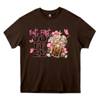 Chocolate Brown but first coffee floral Heavy Core Tee - JahusDesignShop