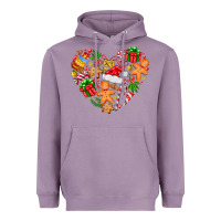 Lavender love Christmas  heart Heavyweight Hoodie - CowhideDigitalArt