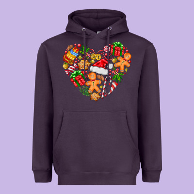 Love Christmas  Heart Heavyweight Hoodie Designed By Cowhidedigitalart