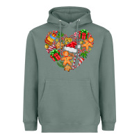 Sage love Christmas  heart Heavyweight Hoodie - CowhideDigitalArt