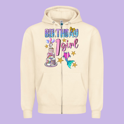 Birthday Girl 1 Zipper Hoodie Designed By Bundleandbundleshop