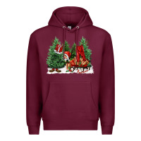 Burgundy christmas santa Premium Hoodie - FaDigitalArtStudio