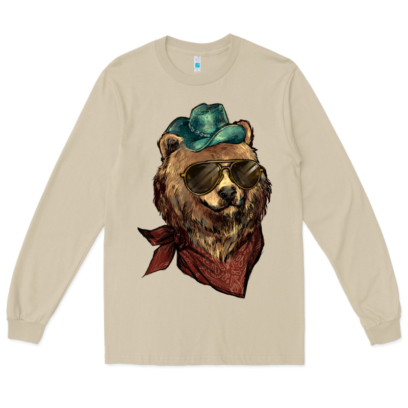Bear Cowboy Bandana Glasses Long Sleeve Tee by HowdyJamesFarm | Teevron