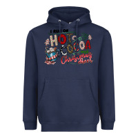 Navy I Run Hot Cocoa And Christmas Cheer Heavyweight Hoodie - CowhideDigitalArt