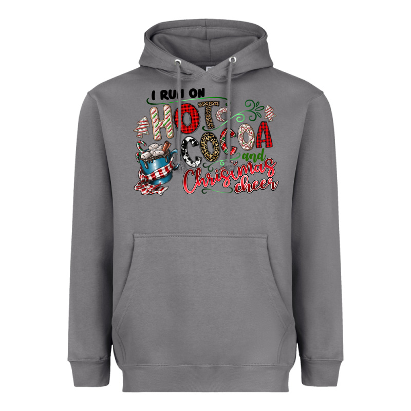 I Run Hot Cocoa And Christmas Cheer Heavyweight Hoodie by CowhideDigitalArt | Teevron