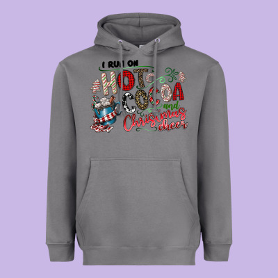 I Run Hot Cocoa And Christmas Cheer Heavyweight Hoodie Designed By Cowhidedigitalart